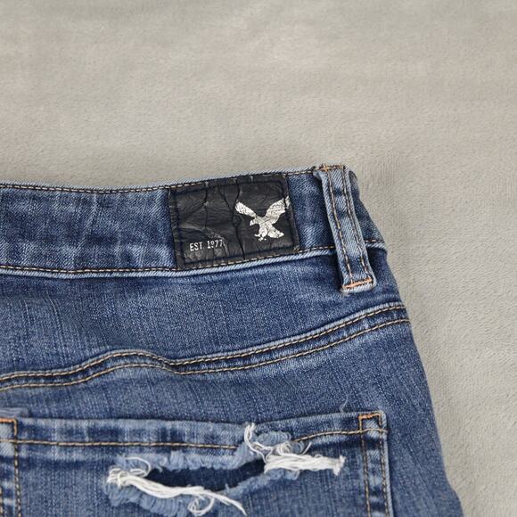 American Eagle Jeans Womens 6 Reg 27x27 Hi-Rise Jegging Distressed Blue Denim - Picture 9 of 12